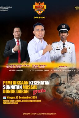 BMKI DPP Gelar Pemeriksaan Kesehatan, Sunnatan Massal, dan Donor Darah Gratis di Desa Sengka Gowa